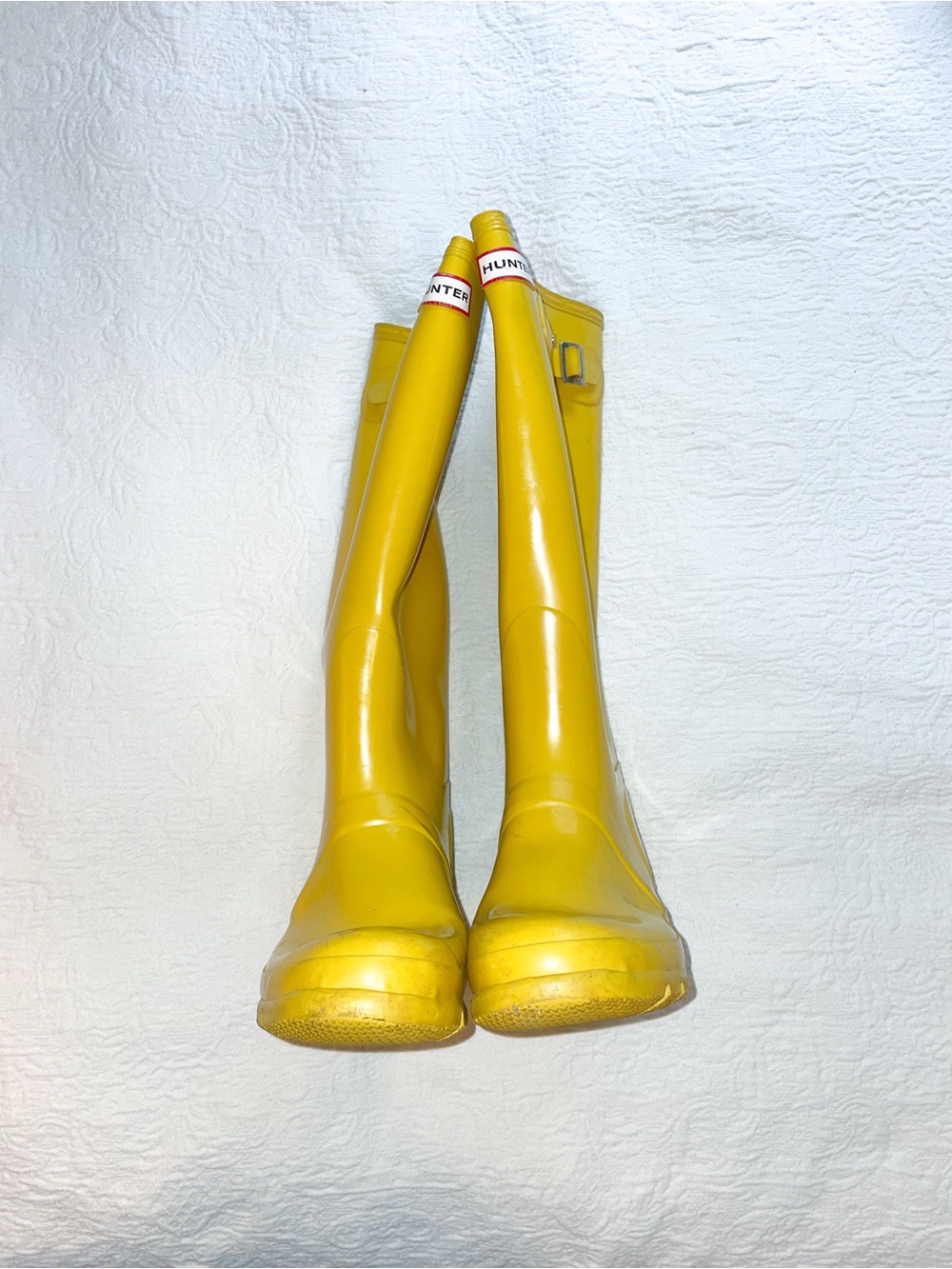 Hunters original gloss tall yellow wellies - Picture 3 of 6